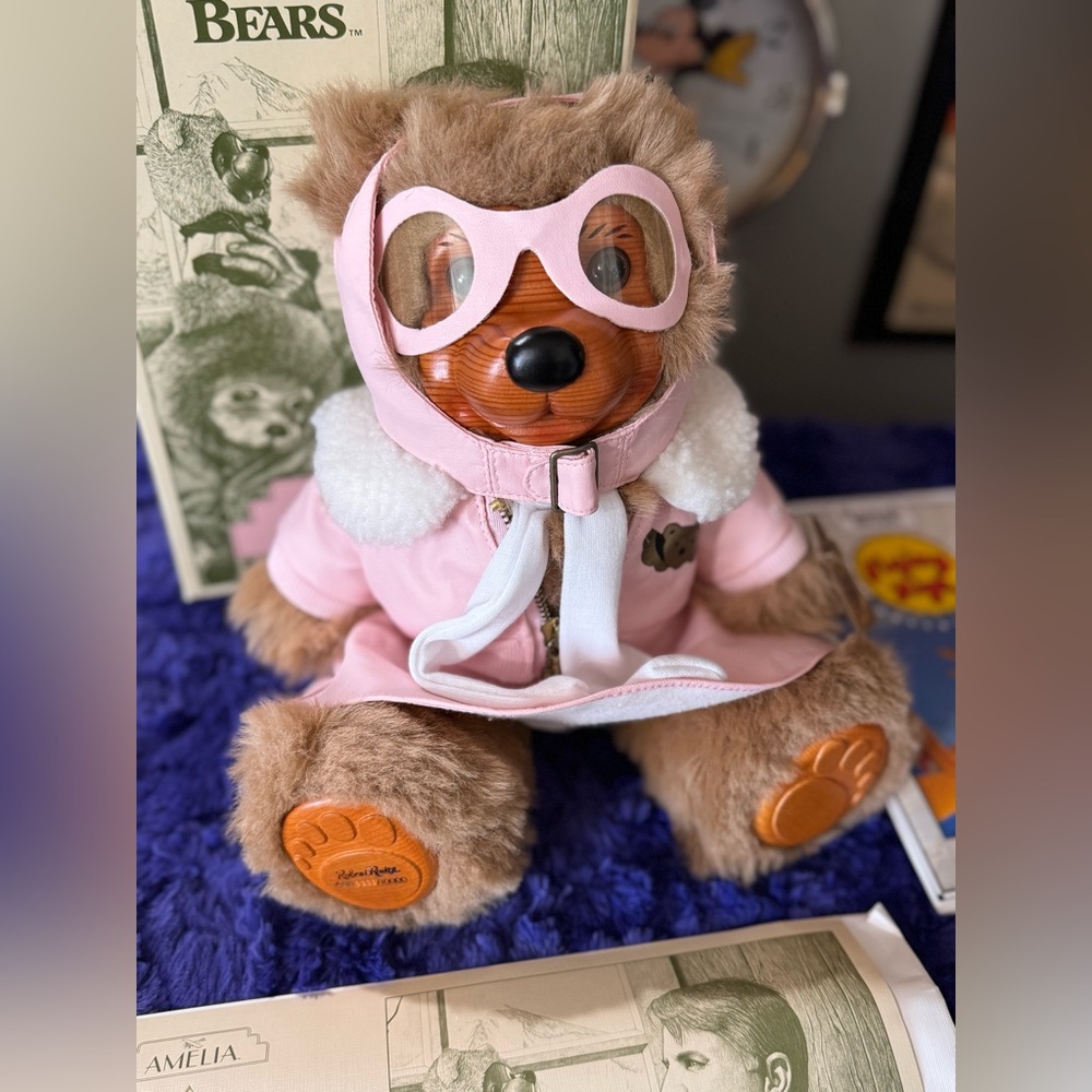 1992 Applause Raikes Bears “Amelia” Flight Bear Limited Edition 12” Wooden face